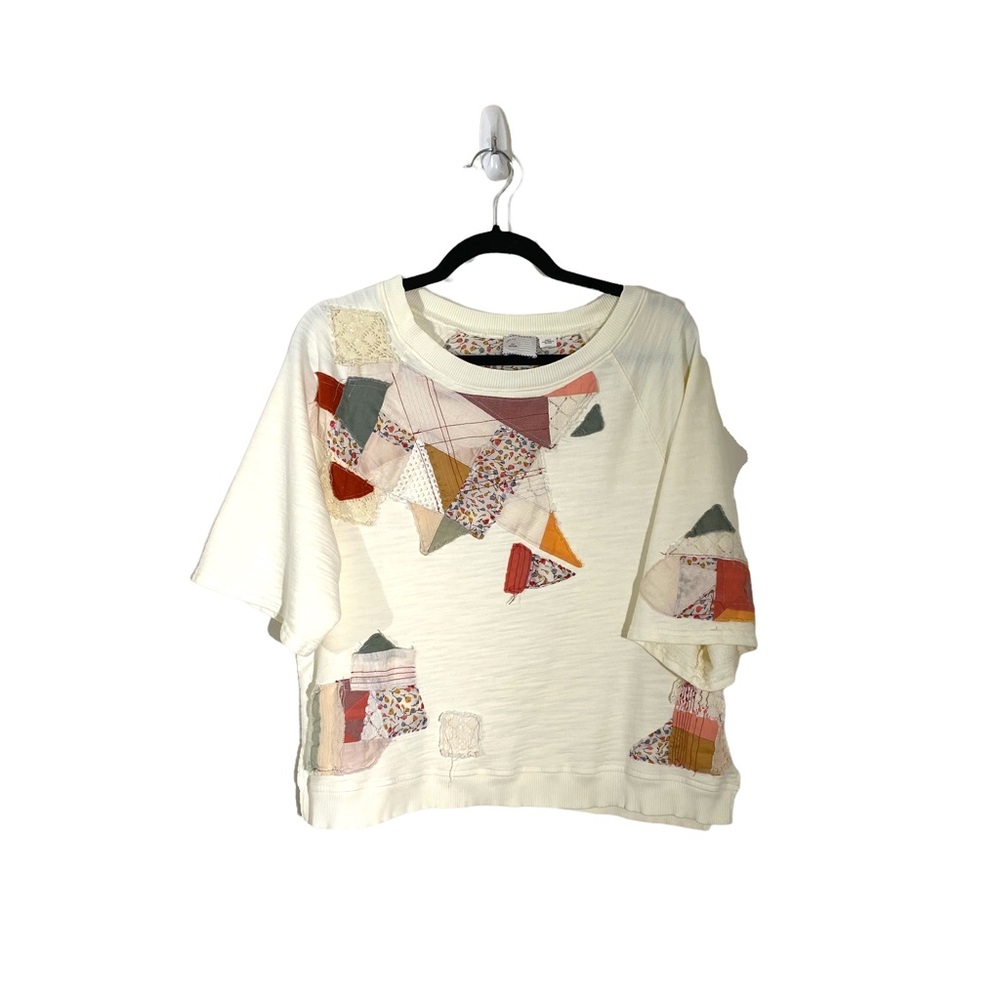 Anthropologie Postmark Patchwork Short Sleeve Top - image 2